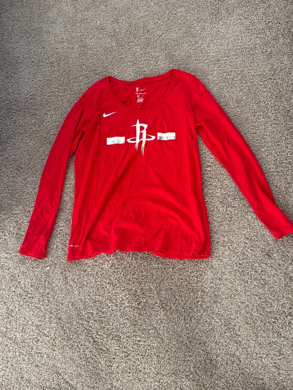 Nike Red Long-Sleeve Houston Rockets Logo Tee